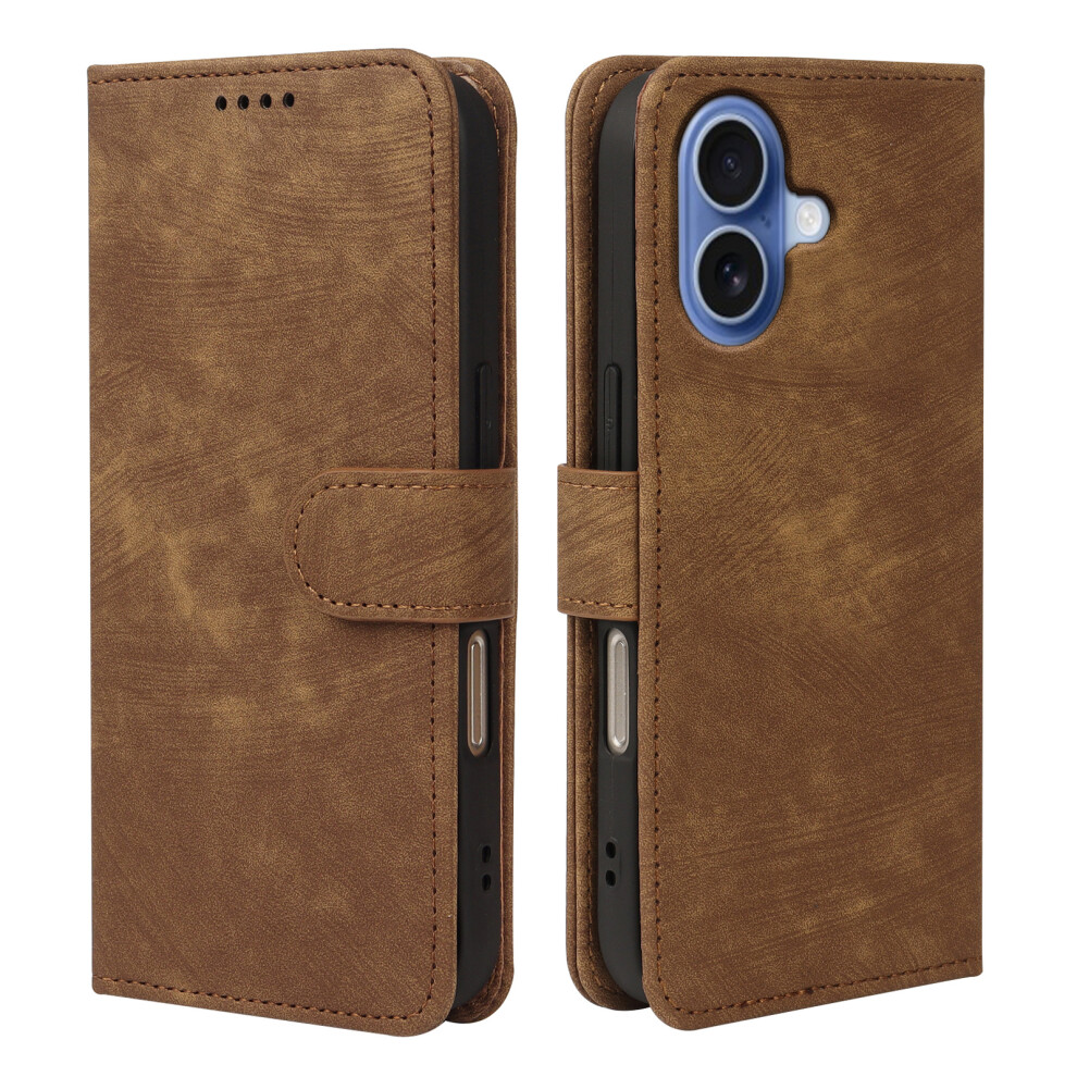 (Brown) For Iphone 17 Case Flip Wallet Striped Texture Leather Phone Cover Brown 6914281727492