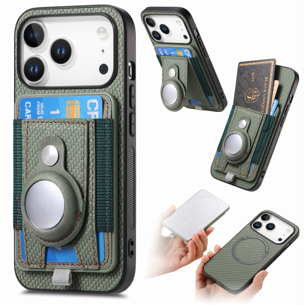 (Green) For Iphone 17 Pro Detachable Case Compatible With Magsafe With Airtag Holder Card Holder Kickstand Green 6914284837334