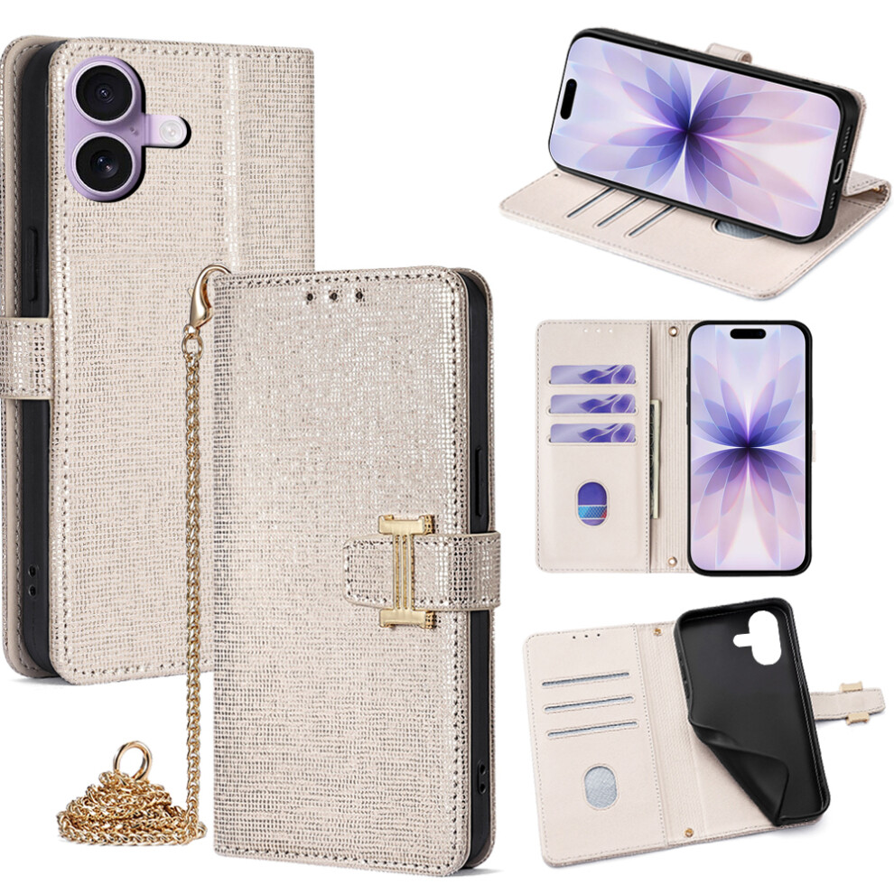 (White) For Iphone 17 Case Wallet Sequins Leather Crossbody Phone Cover White 6914282507390