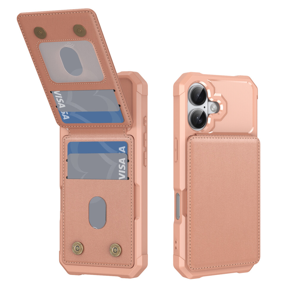 (Rose ) For Iphone 17 Case With Card Slot Kickstand Pu Leather + Tpu Phone Cover Gold 6914281508121