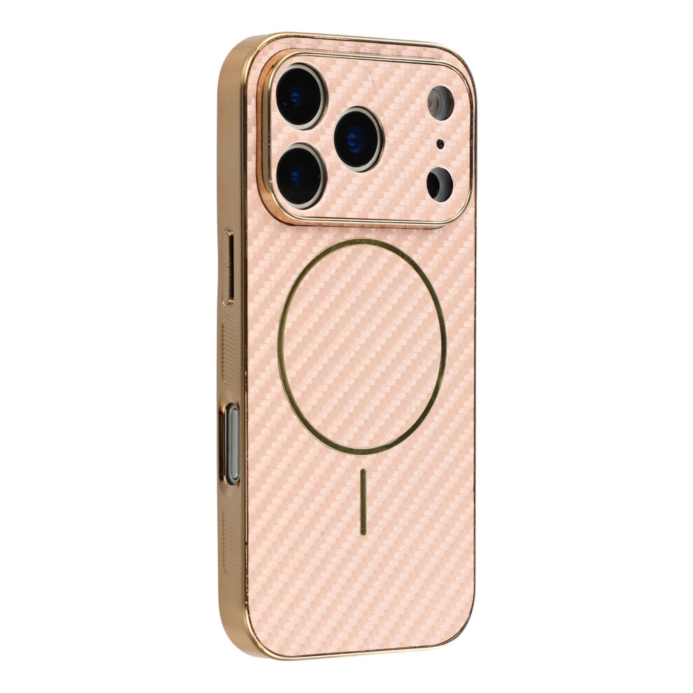 (Pink) For Iphone 17 Pro Phone Case Carbon Fiber Textured Electroplated Tpu Back Cover Pink 6914285159664