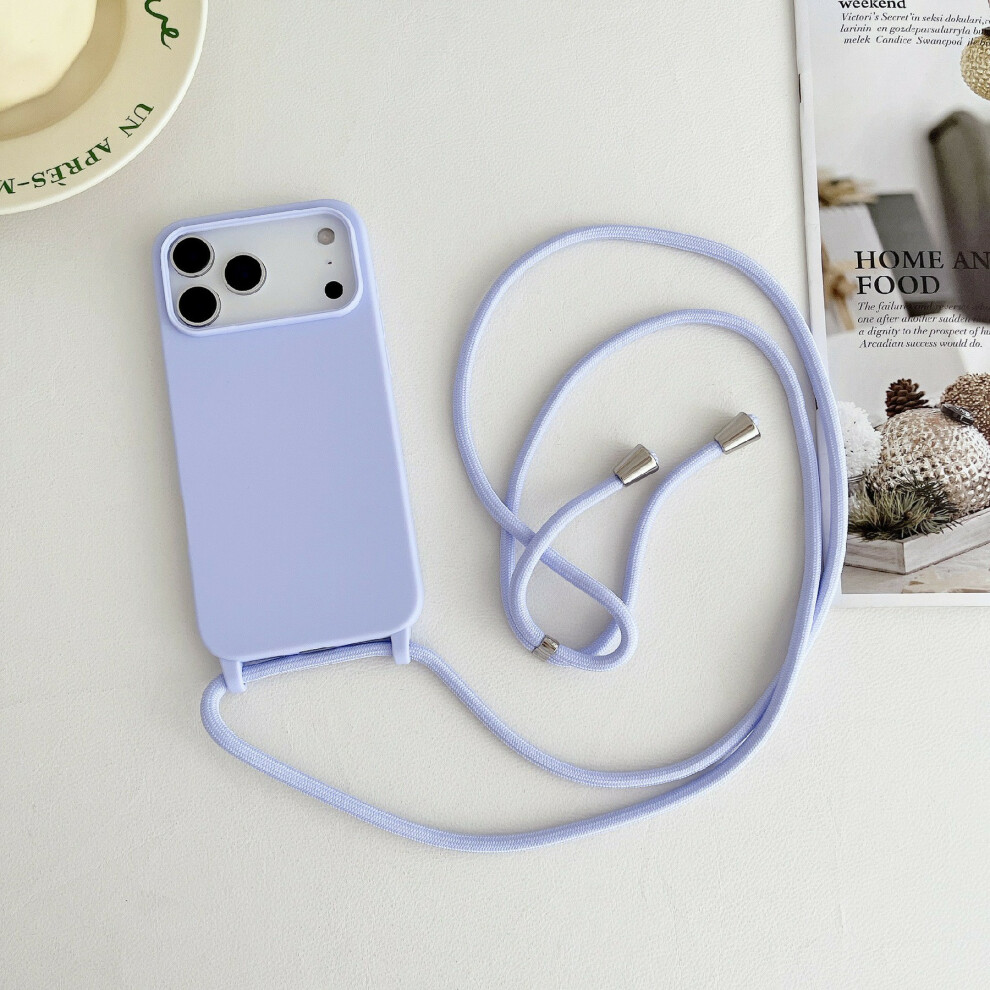 (Purple) For Iphone 17 Pro Case Liquid Silicone Protective Phone Cover With Crossbody Lanyard Purple 6914285395840