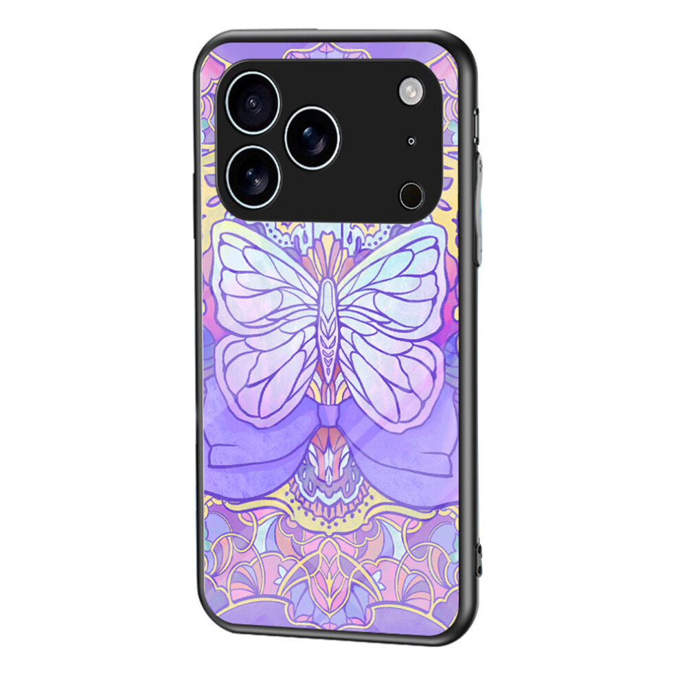 (Phantom Butterfly) For Iphone 17 Pro Max Case Butterfly Pattern Tpu + Tempered Glass Protective Phone Cover 6914286454966