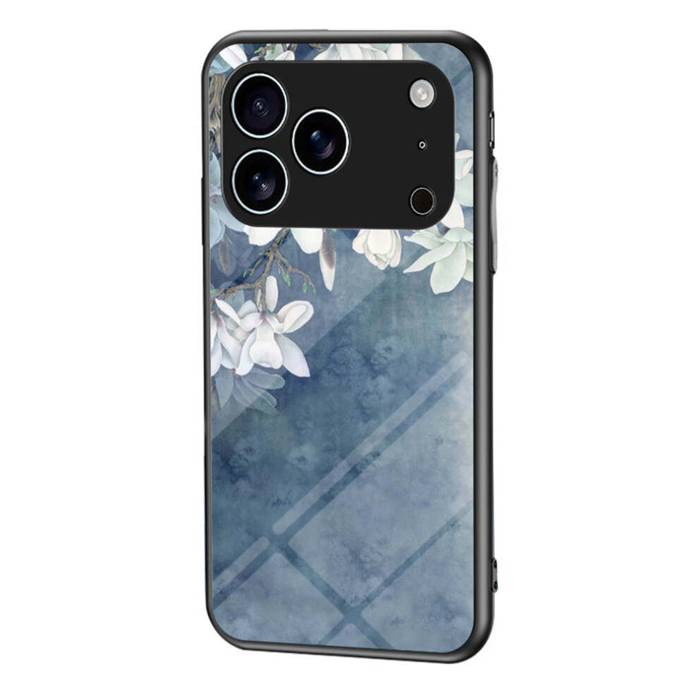 (Chinese Rose) For Iphone 17 Pro Max Case Floral Pattern Tpu + Tempered Glass Protective Phone Cover 6914289630978
