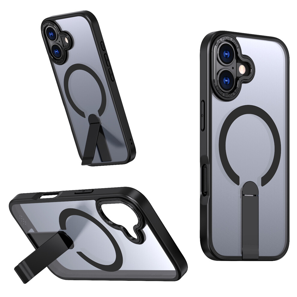 (Black) For Iphone 17 Case Compatible With Magsafe Kickstand Tpu + Acrylic Phone Cover Black 6914285694219