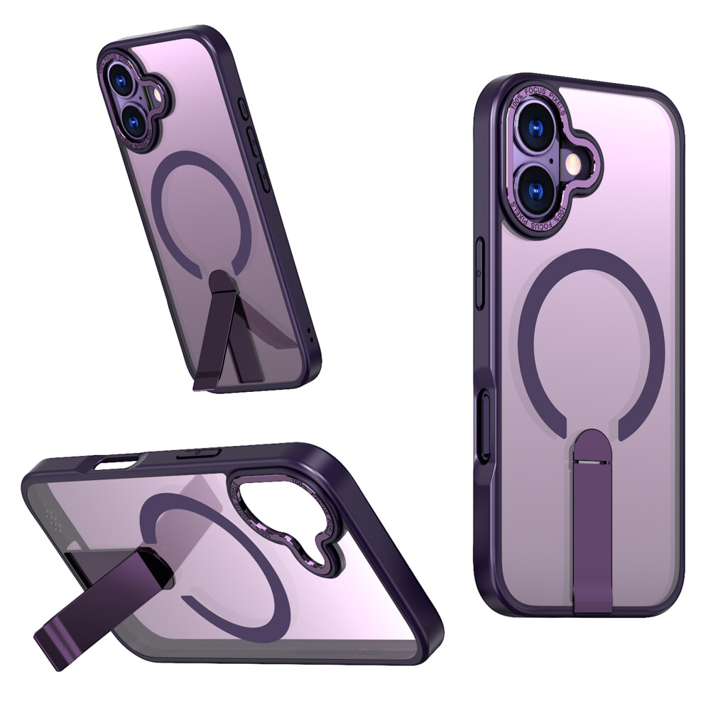 (Dark ) For Iphone 17 Case Compatible With Magsafe Kickstand Tpu + Acrylic Phone Cover Purple 6914286655905