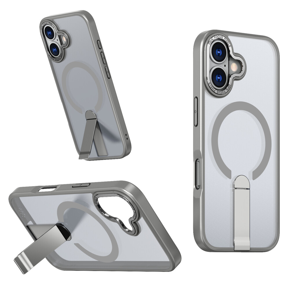 (Titanium ) For Iphone 17 Case Compatible With Magsafe Kickstand Tpu + Acrylic Phone Cover Grey 6914283991501