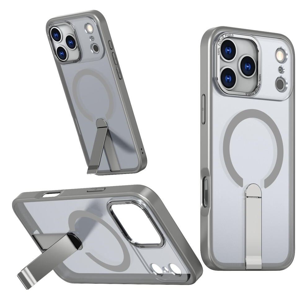 (Titanium ) For Iphone 17 Pro Case Compatible With Magsafe Kickstand Tpu + Acrylic Phone Cover Grey 6914283817801