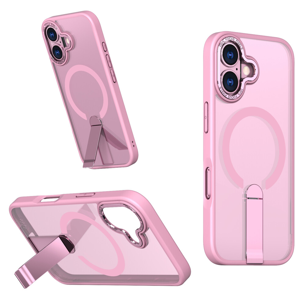 (Pink) For Iphone 17 Case Compatible With Magsafe Kickstand Tpu + Acrylic Phone Cover Pink 6914288327756