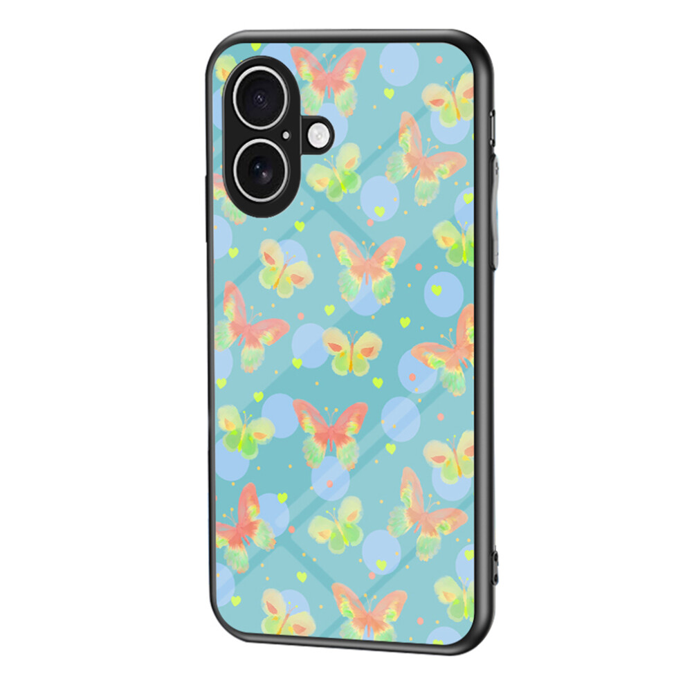 (Lush Butterfly) For Iphone 17 Case Butterfly Pattern Tpu + Tempered Glass Protective Phone Cover 6914288703406