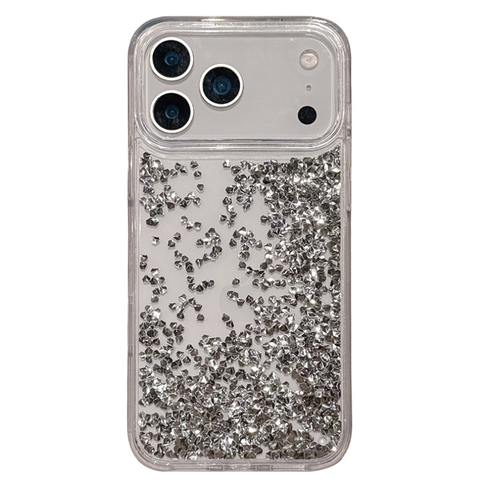(Silver) For Iphone 17 Pro Case Bling Rhinestone Quicksand Tpu + Pc Protective Cover Silver 6914288009317