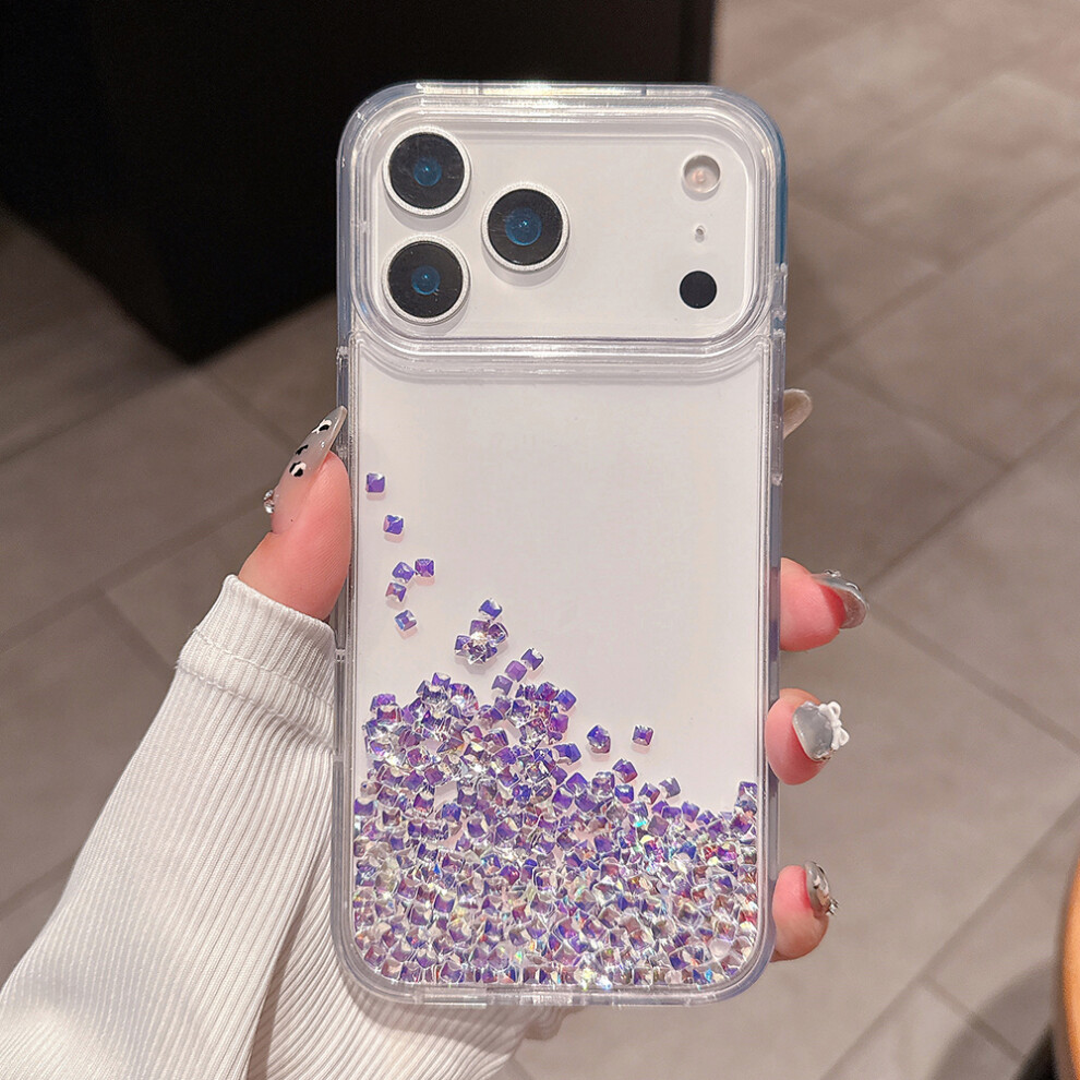 (Purple) For Iphone 17 Pro Max Case Bling Rhinestone Quicksand Tpu + Pc Protective Cover Purple 6914286493507