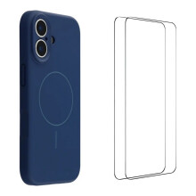 (Sapphire) For iPhone 17 Case with 2pcs Screen Films WANLONFENG XQ1 Series TPU Liquid Silicone Precise Cutout Phone Cover Compatible with Mag