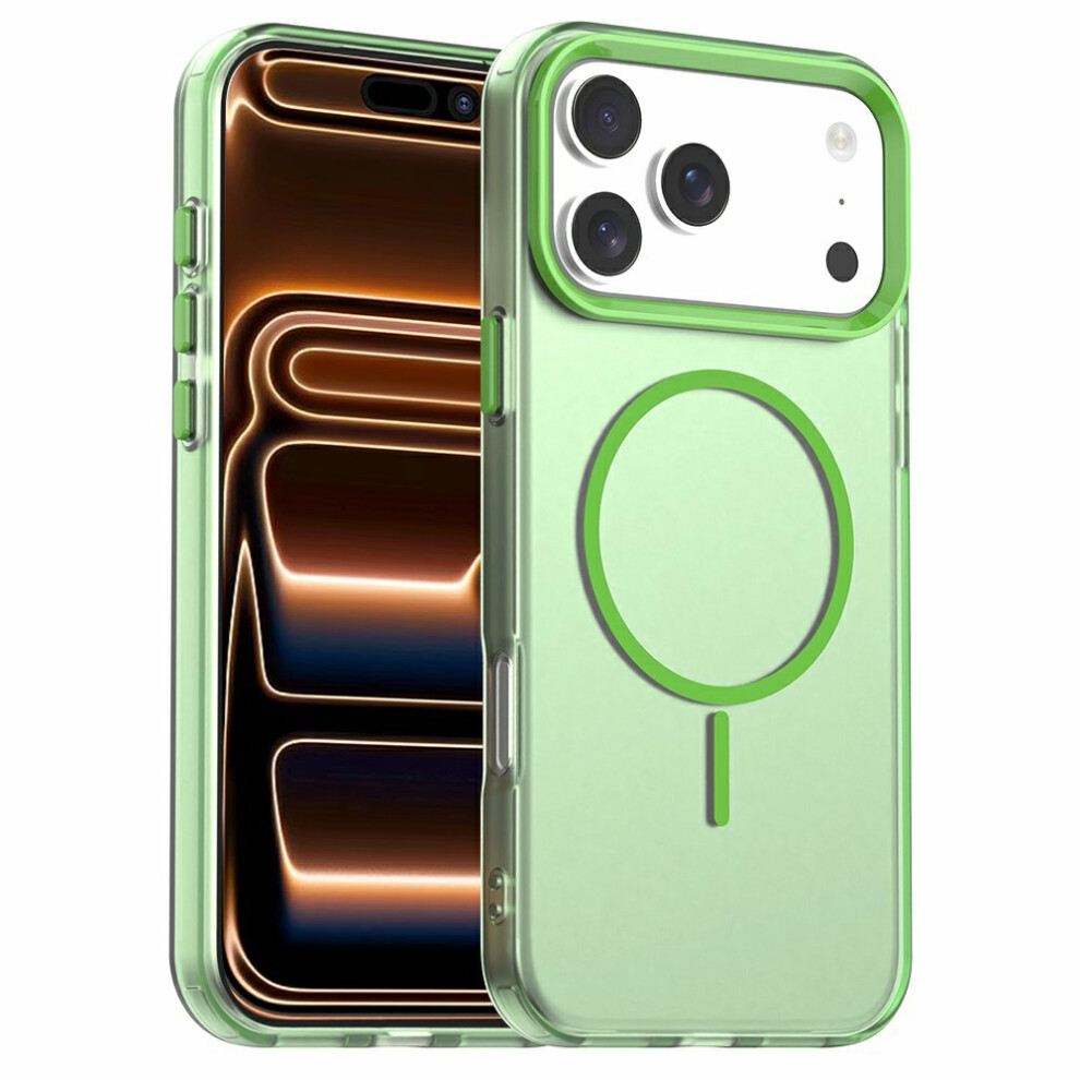 (Green) For Iphone 17 Pro Case Candy Color Pc + Tpu + Pet Phone Cover Compatible With Magsafe Green 6914282605225