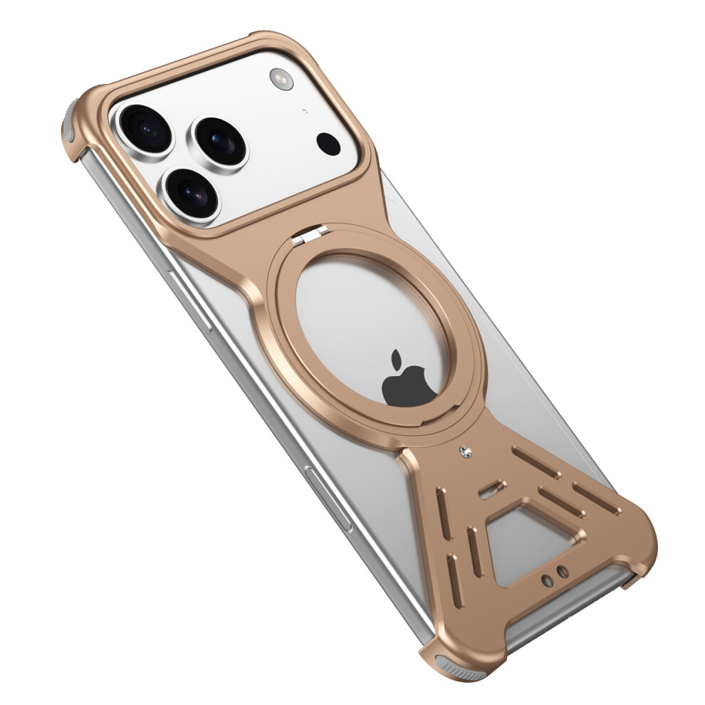 (Desert ) For Iphone 17 Pro Max Bumper Case Compatible With Magsafe Rotating Kickstand Metal Phone Cover Gold 6914285601538