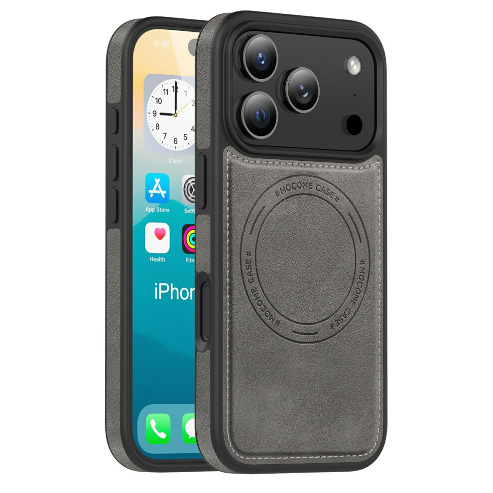 (Titanium ) For Iphone 17 Pro Case Compatible With Magsafe Leather Back Phone Cover Grey 6914283419203