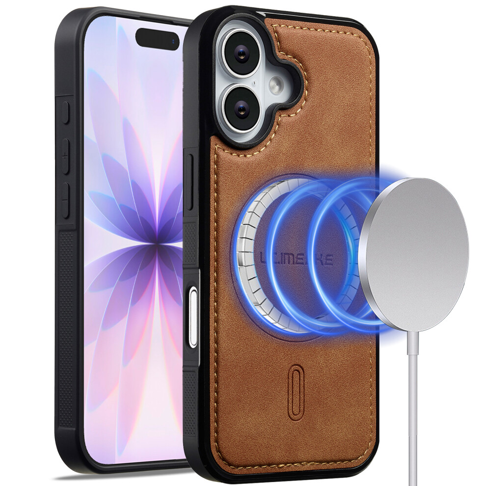 (Brown) Lc.imeeke L6 For Iphone 17 Case Pu Leather Coated Pc Tpu Phone Cover Compatible With Magsafe Brown 6914284396565