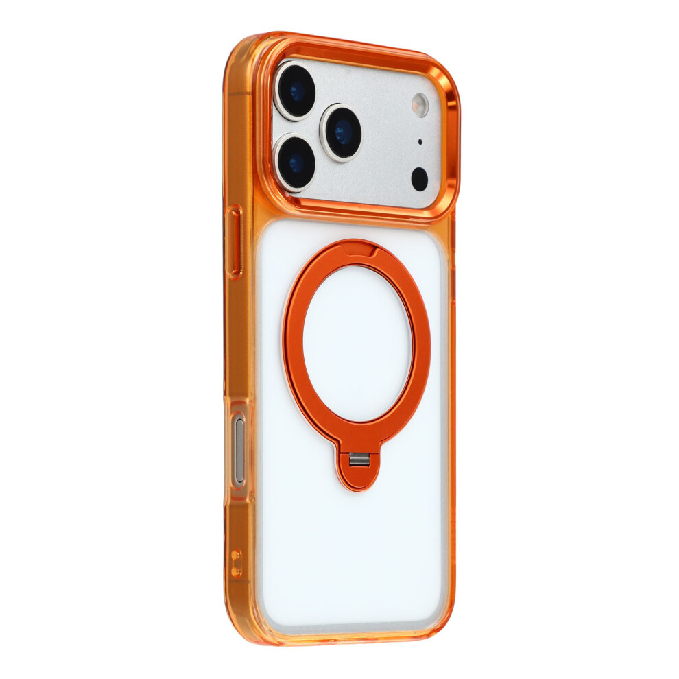 (Translucent ) Jaucase For Iphone 17 Pro Max Case Rotating Kickstand Tpu + Pc Clear Phone Back Cover Orange 6914287256118