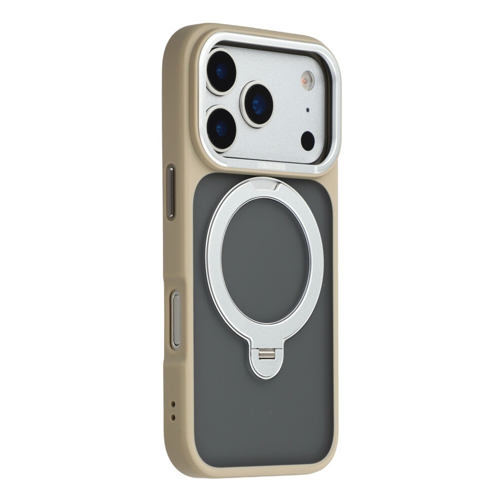 (Transparent ) Jaucase For Iphone 17 Pro Case Rotating Kickstand Skin-Touch Matte Pc + Tpu Phone Cover Gold 6914285252259