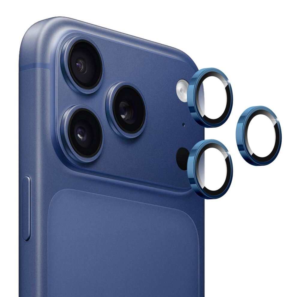 (Blue) For Iphone 17 Pro Iphone 17 Pro Max Camera Lens Film Enkay Hat Prince Tempered Glass+Aluminum Alloy Lens Protector Blue 6914288893596