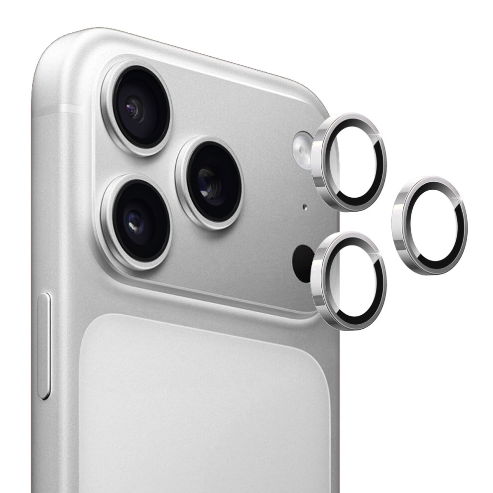 (Silver) For Iphone 17 Pro Iphone 17 Pro Max Camera Lens Film Enkay Hat Prince Tempered Glass+Aluminum Alloy Lens Protector Silver 6914285305542