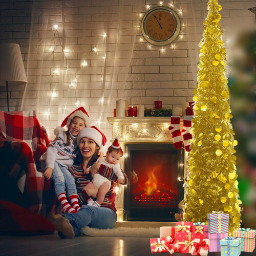 Pre-lit Artificial Mini Tabletop Christmas Tree with Ornaments - 60cm