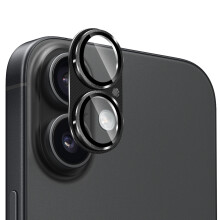(Black) For iPhone 17 Camera Lens Protector ENKAY HAT PRINCE Aluminium Alloy + Tempered Glass Lens Film