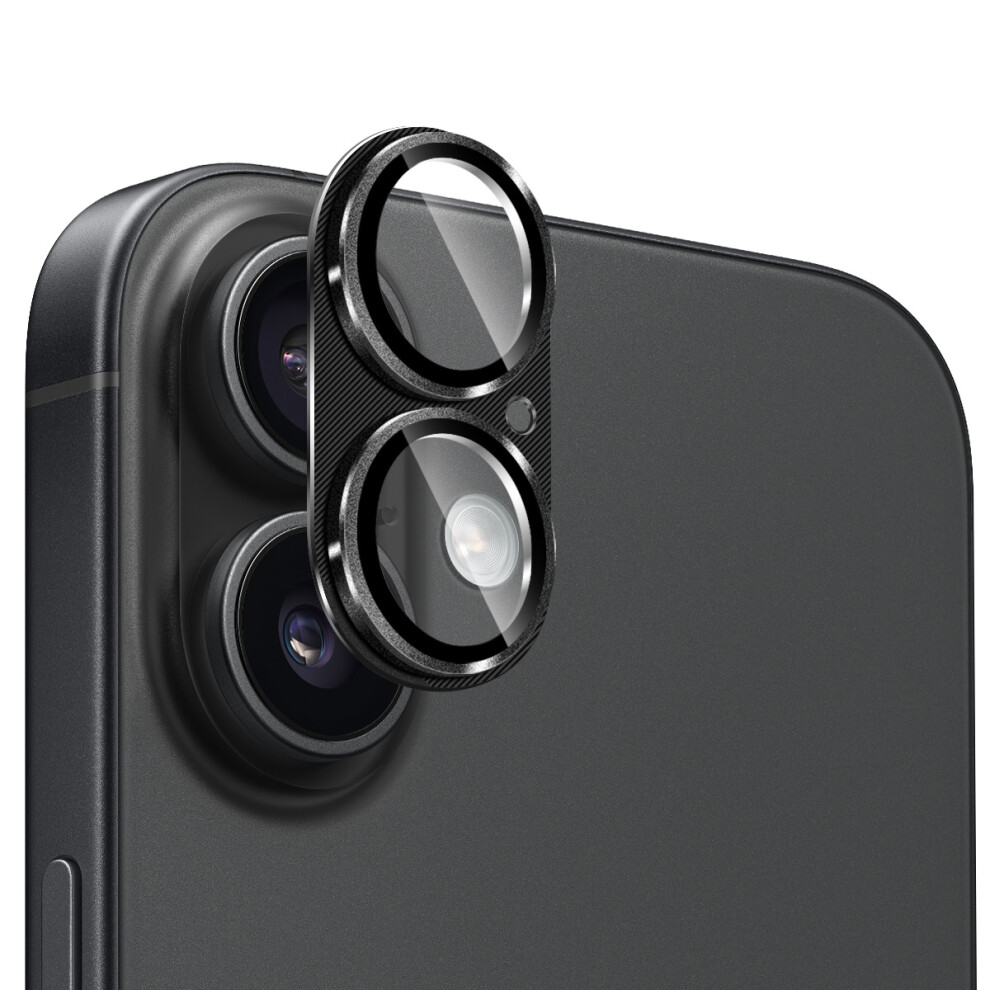 (Black) For iPhone 17 Camera Lens Protector ENKAY HAT PRINCE Aluminium Alloy + Tempered Glass Lens Film