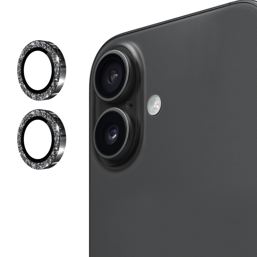 (Black) For Iphone 17 Camera Lens Protector Enkay Hat-Prince Glitter Decor Tempered Glass Lens Film Black 6914289290165