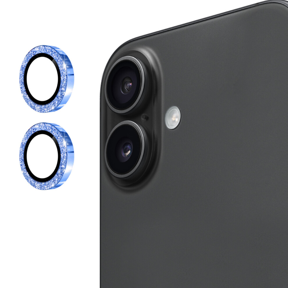 (Blue) For Iphone 17 Camera Lens Protector Enkay Hat-Prince Glitter Decor Tempered Glass Lens Film Blue 6914285480263