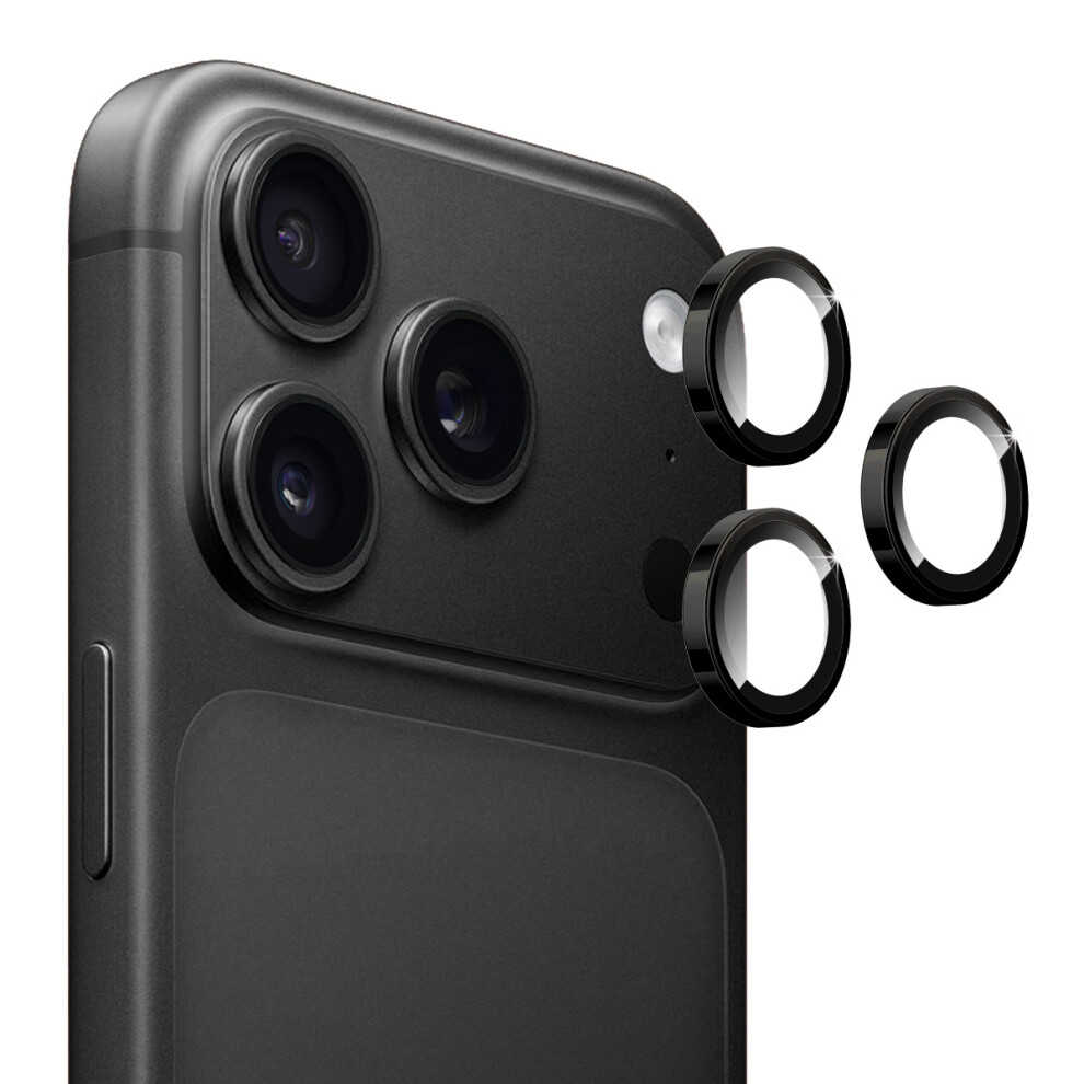 (Black) For Iphone 17 Pro Iphone 17 Pro Max Camera Lens Film Enkay Hat Prince Tempered Glass+Aluminum Alloy Lens Protector Black 6914282481645