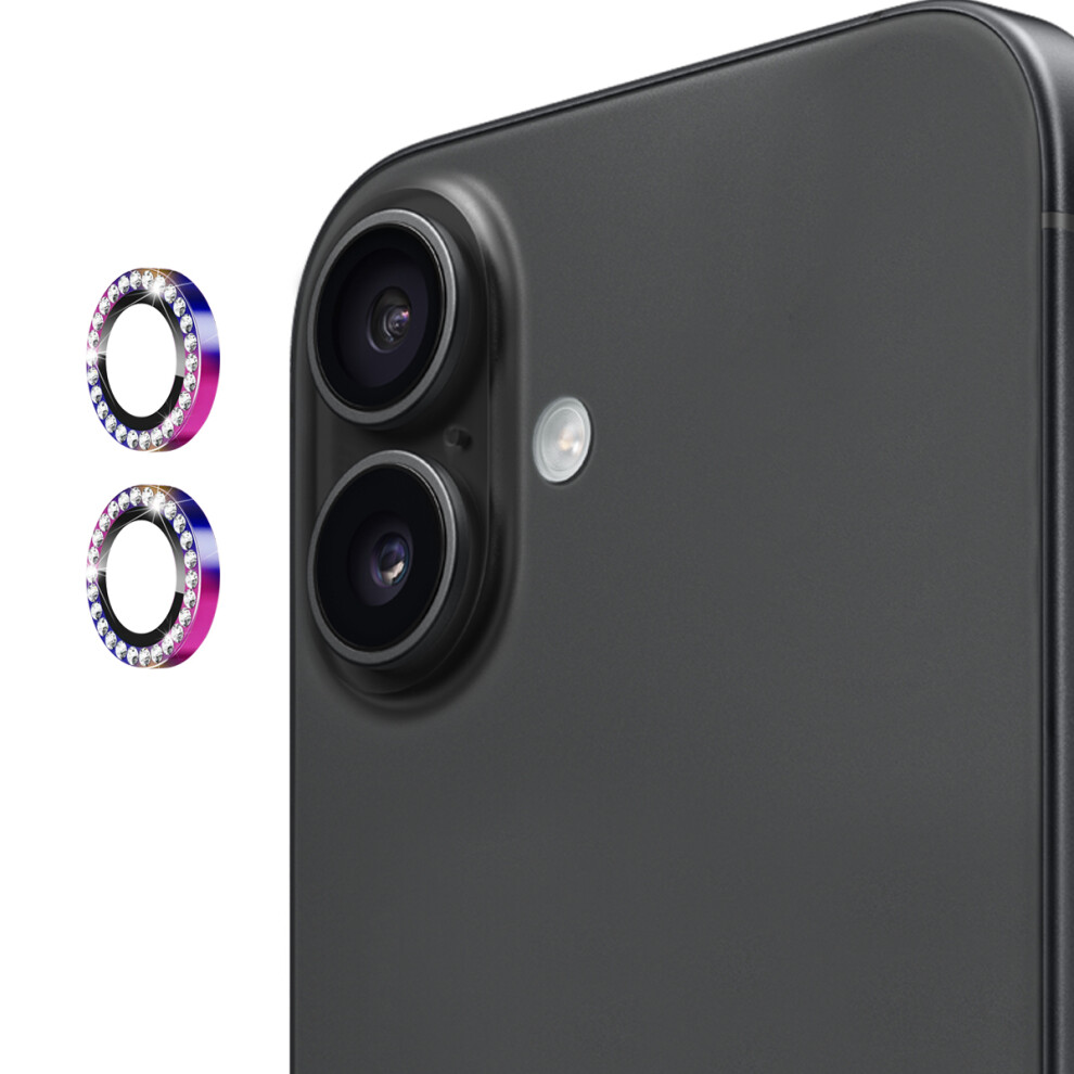(Colorful) For Iphone 17 Camera Lens Protector Enkay Hat Prince Rhinestone Decor Rear Lens Film 6914284051808