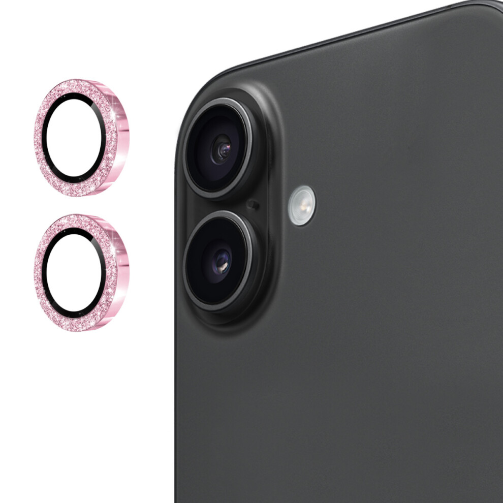 (Pink) For Iphone 17 Camera Lens Protector Enkay Hat-Prince Glitter Decor Tempered Glass Lens Film Pink 6914288330398