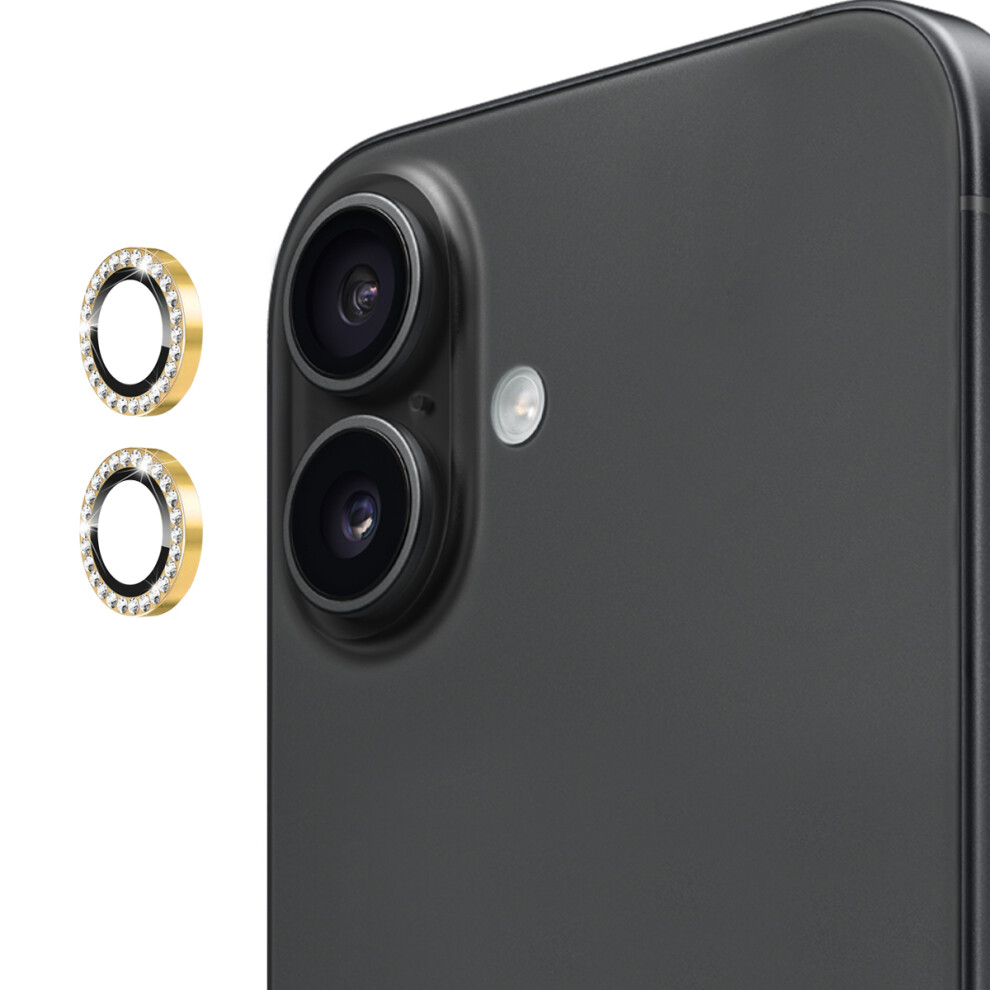 (Golden) For Iphone 17 Camera Lens Protector Enkay Hat Prince Rhinestone Decor Rear Lens Film Golden 6914287639850