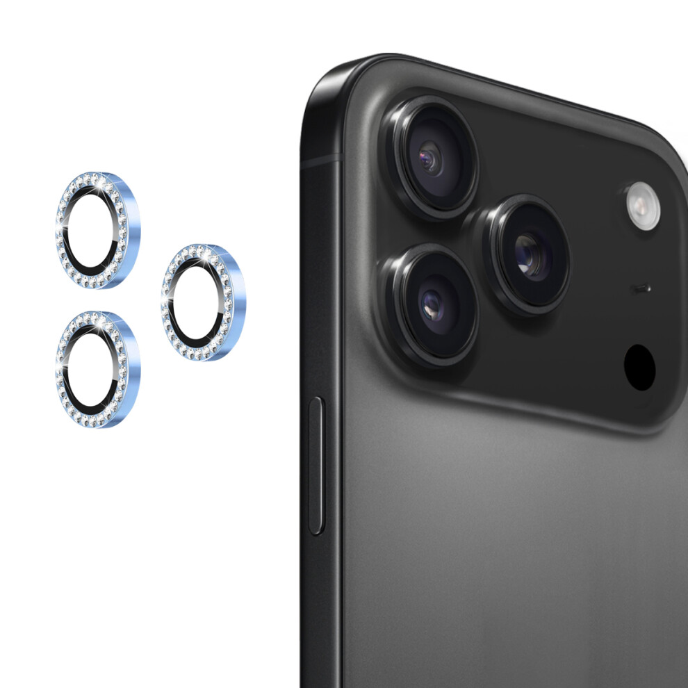 (Sierra ) For Iphone 17 Pro Iphone 17 Pro Max Camera Lens Protector Enkay Hat Prince Rhinestone Decor Rear Lens Film Blue 6914284608217