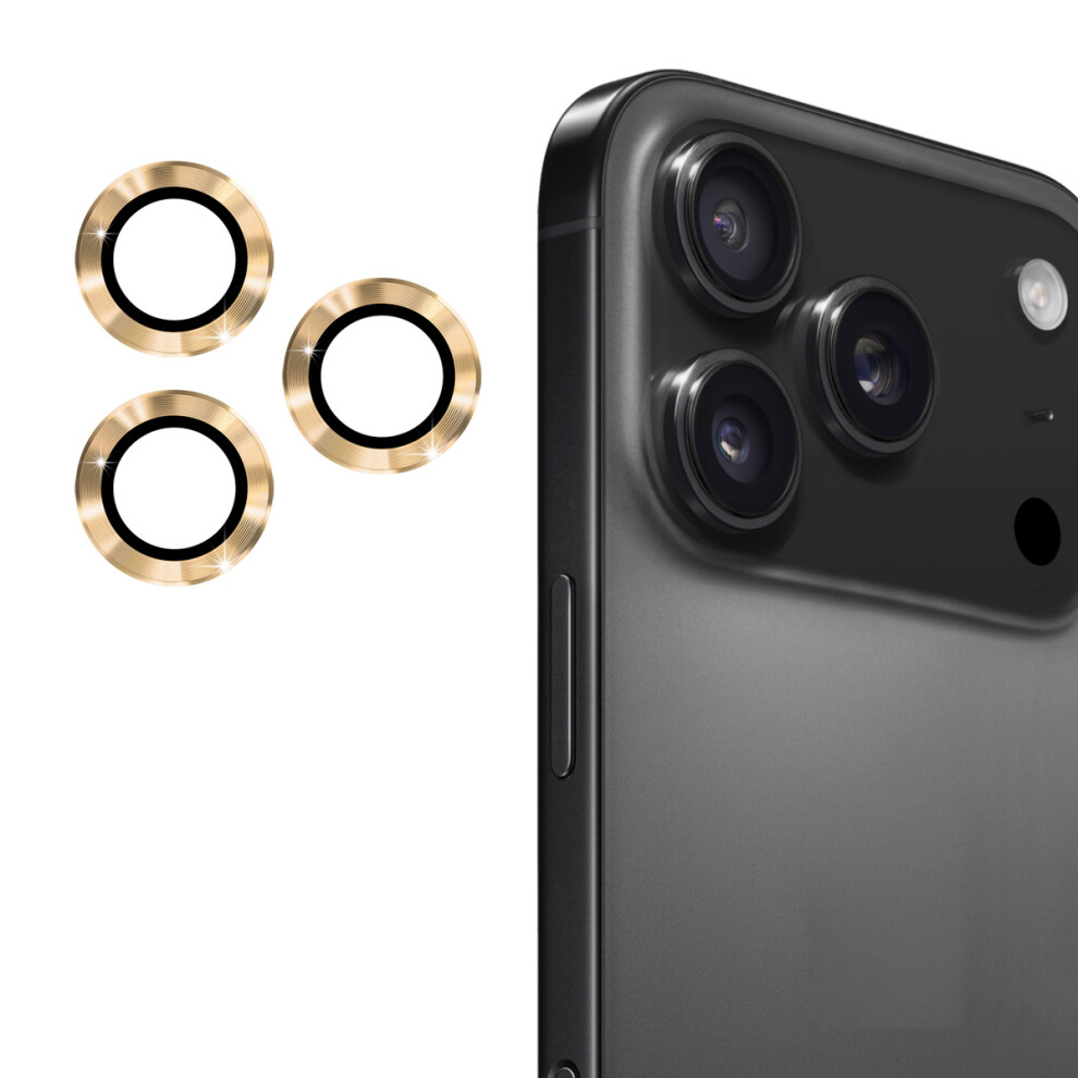 (Golden) For Iphone 17 Pro Max Iphone 17 Pro Camera Lens Protector Enkay Hat-Prince Metal Ring Lens Film Golden 6914289035292