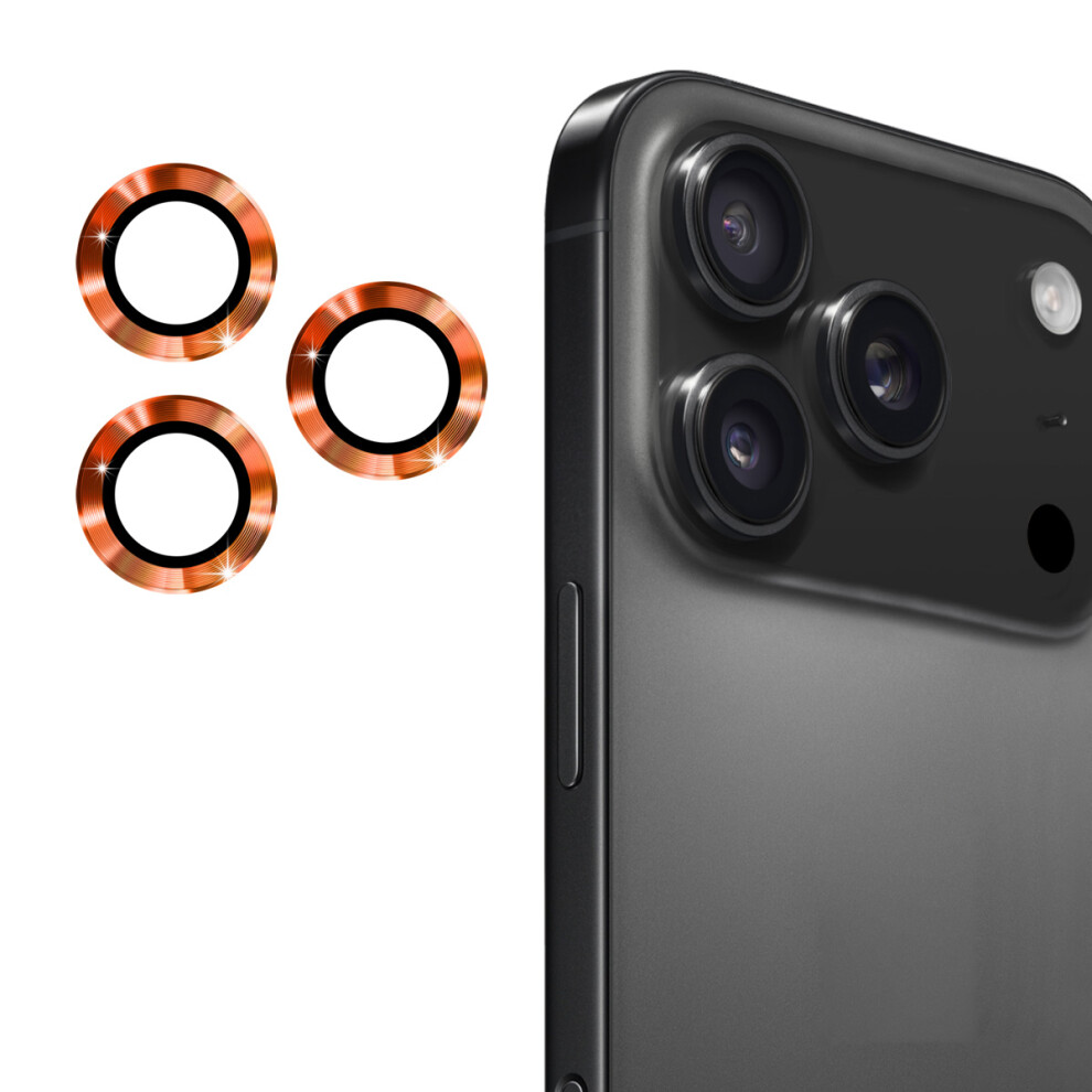 (Orange) For Iphone 17 Pro Max Iphone 17 Pro Camera Lens Protector Enkay Hat-Prince Metal Ring Lens Film Orange 6914280987149