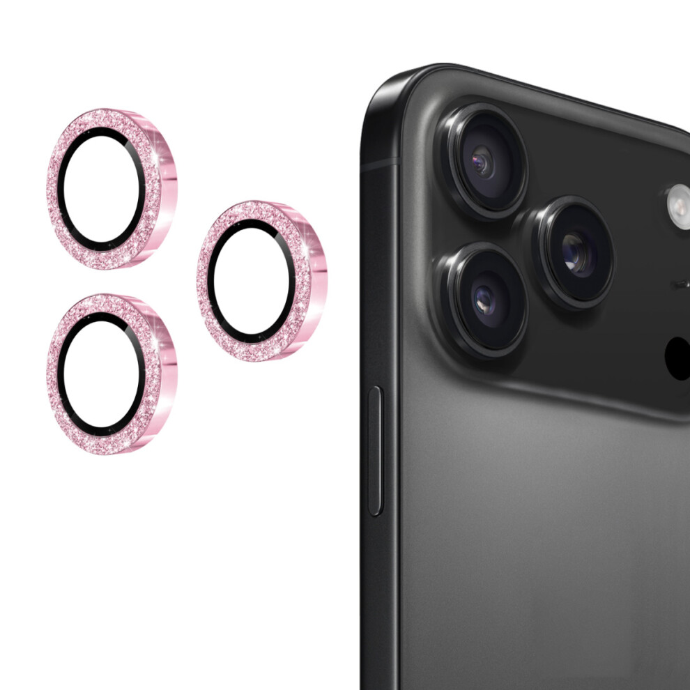 (Pink) For Iphone 17 Pro Iphone 17 Pro Max Camera Lens Protector Enkay Hat-Prince Glitter Decor Tempered Glass Lens Film Pink 6914281576564