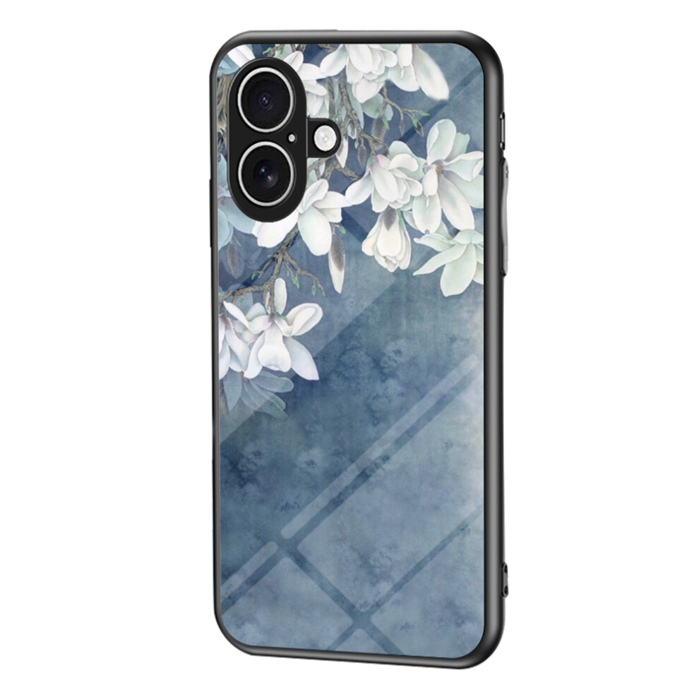 (Chinese Rose) For Iphone 17 Case Floral Pattern Tpu + Tempered Glass Protective Phone Cover 6914286898098
