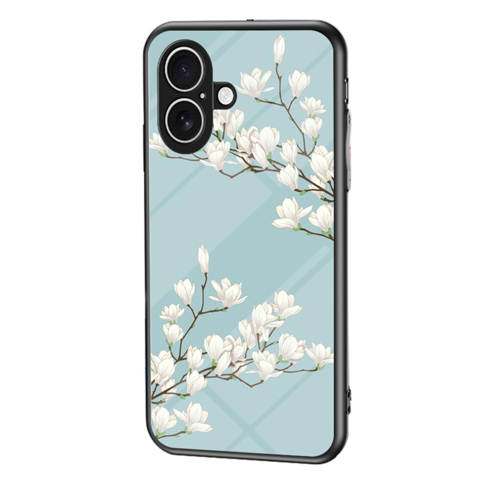 (Gardenias) For Iphone 17 Case Floral Pattern Tpu + Tempered Glass Protective Phone Cover 6914280179049