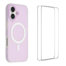 (Purple) WANLONFENG ML Series For iPhone 17 Magnetic Case Matte PC TPU Phone Cover Large Cutouts with 2Pcs Screen Film