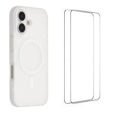 (White) WANLONFENG ML Series For iPhone 17 Magnetic Case Matte PC TPU Phone Cover Large Cutouts with 2Pcs Screen Film