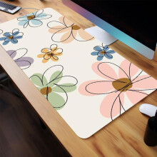 (Multicolor, 23.6*11.8inches(60X30cm)) Boho Daisies Pattern Large Gaming Mouse Pad, Floral Non Slip Mousepad, Computer Keyboard Pad, Rubber Base Stitched Edge Mouse Pad, Desk Mat