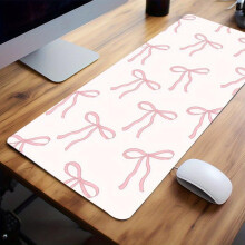 (Multicolor, 31.4*15.7inches(80X40cm)) Bowknot Pattern Mouse Pad, Rectangle Gaming Mouse Pad, Non-slip Computer Keyboard Pad, Rubber Base Stitched Edge Mouse Pad for Game Home