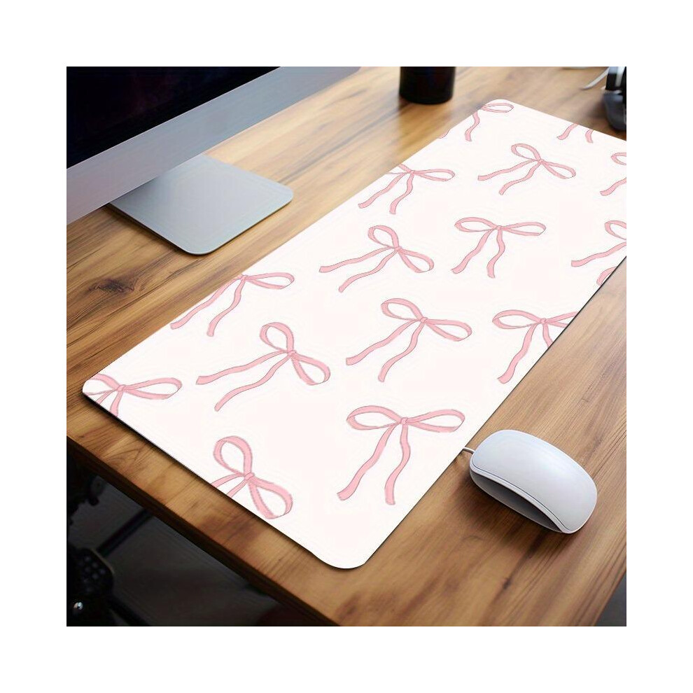 (Multicolor, 31.4*15.7Inches(80X40cm)) Bowknot Pattern Mouse Pad, Rectangle Gaming Mouse Pad, Non-Slip Computer Keyboard Pad, Rubber Base Stitched Edg 8011452273494