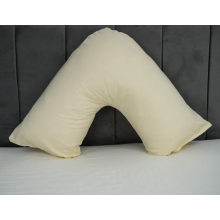 (Cream) V Shaped Quilted Pillow with free Pillowcase Polycotton Head Neck Maternity & Baby Support Standard Size Cushion