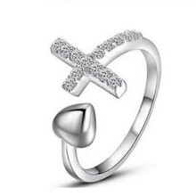 Diamond Cross Heart Opening Ring Geometric Ring Jewelry for Girls Women