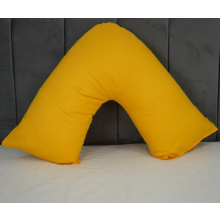 (Yellow) V Shaped Quilted Pillow with free Pillowcase Polycotton Head Neck Maternity & Baby Support Standard Size Cushion