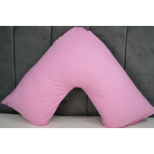 (Pink) V Shaped Quilted Pillow with free Pillowcase Polycotton Head Neck Maternity & Baby Support Standard Size Cushion