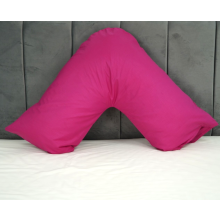 (Fuchsia) V Shaped Quilted Pillow with free Pillowcase Polycotton Head Neck Maternity & Baby Support Standard Size Cushion